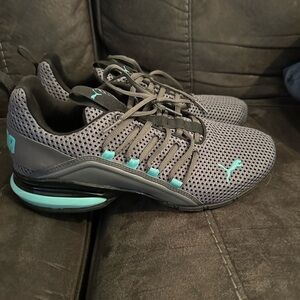 Puma Gray and Blue Athletic Shoes with Cushioned Sole